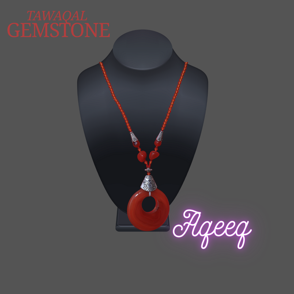Aqeeq E Surkh Indian Aqeeq Beautufull Hand Made   Neckless  100% Real Stone