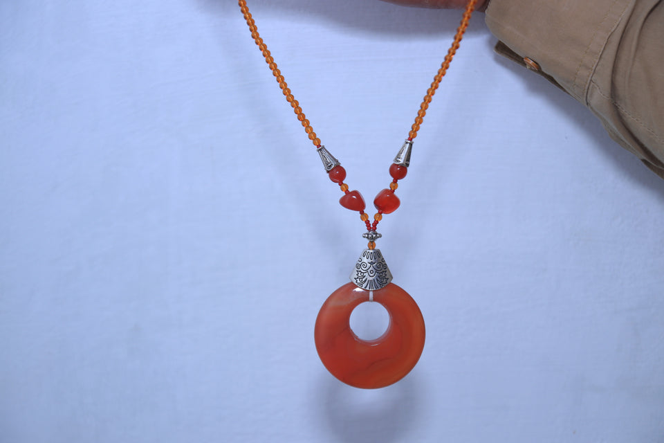 Aqeeq E Surkh Indian Aqeeq Beautufull Hand Made   Neckless  100% Real Stone