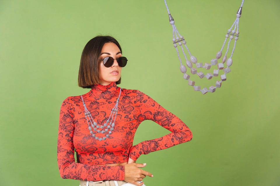 White American  Feroza Neckless Beautifull Hand Made  For Women