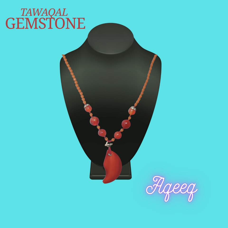 Aqeeq Moon Design Neckless Beautifull Hand Made For Women