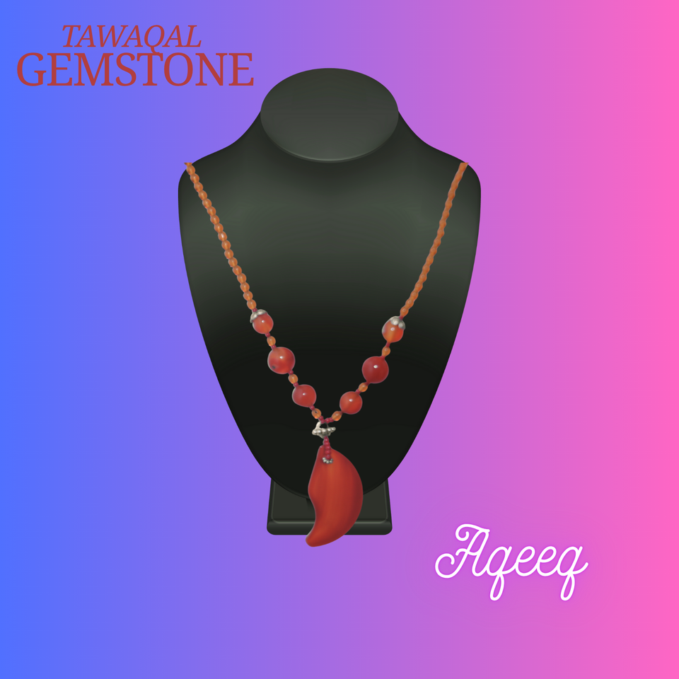 Aqeeq Moon Design Neckless Beautifull Hand Made For Women