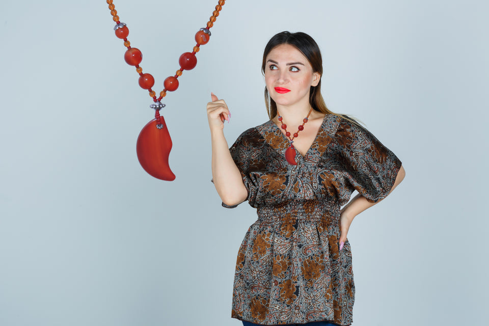 Aqeeq Moon Design Neckless Beautifull Hand Made For Women